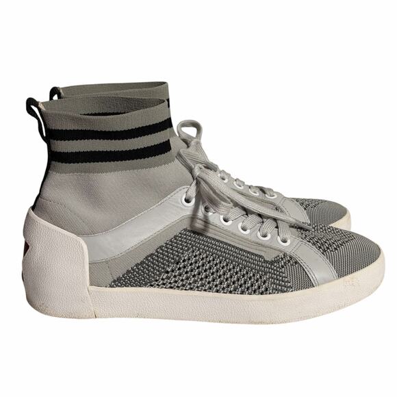 ASH Sock Style Knit High Top Sneakers Gray White Red Star EU 38 - Picture 5 of 13